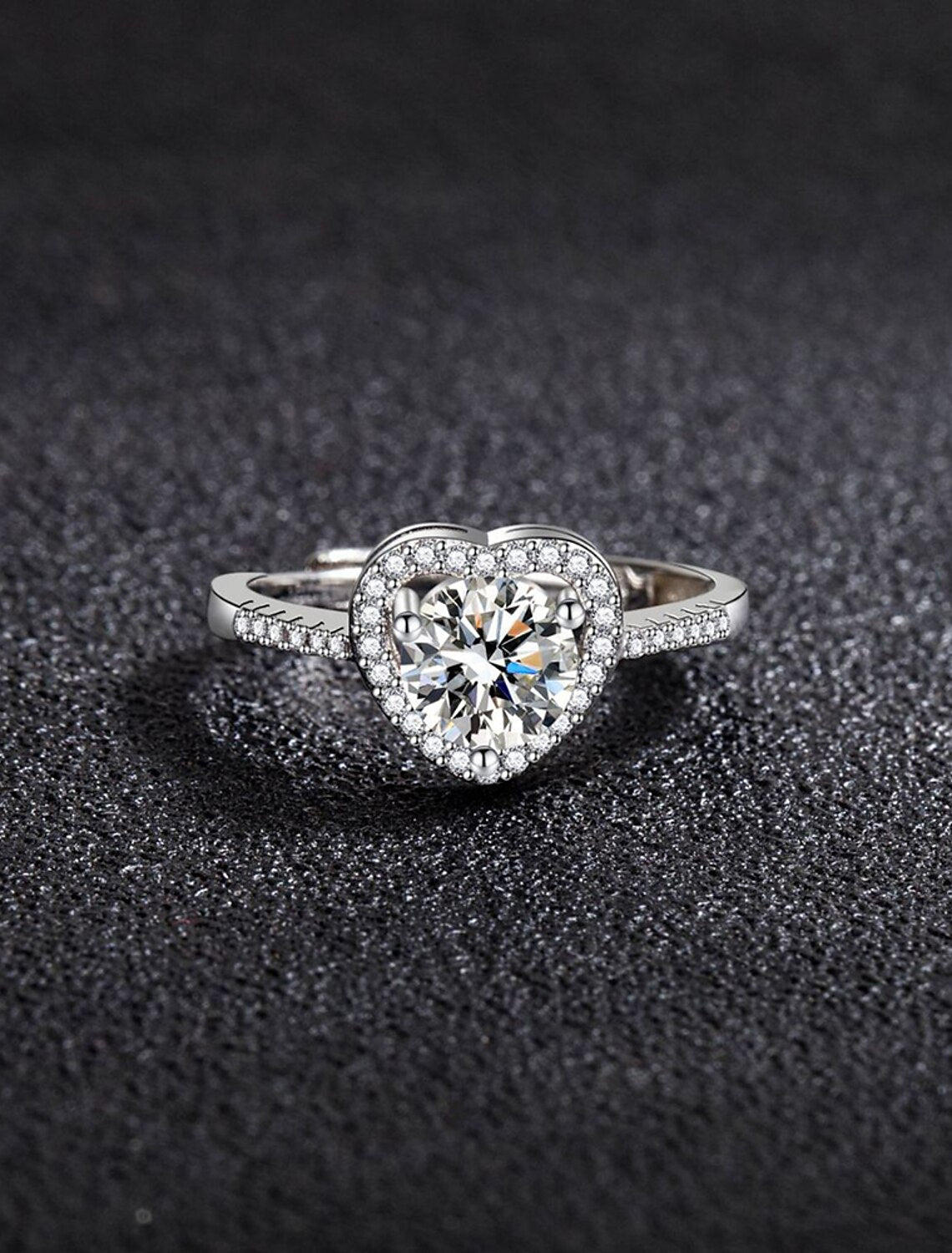 Wholesale Ring Wedding Geometrical Silver Rhinestone S925 Sterling Silver Heart Stylish Simple Luxury 1PC / Women's / Open Ring / One Earring / Adjustable Ring