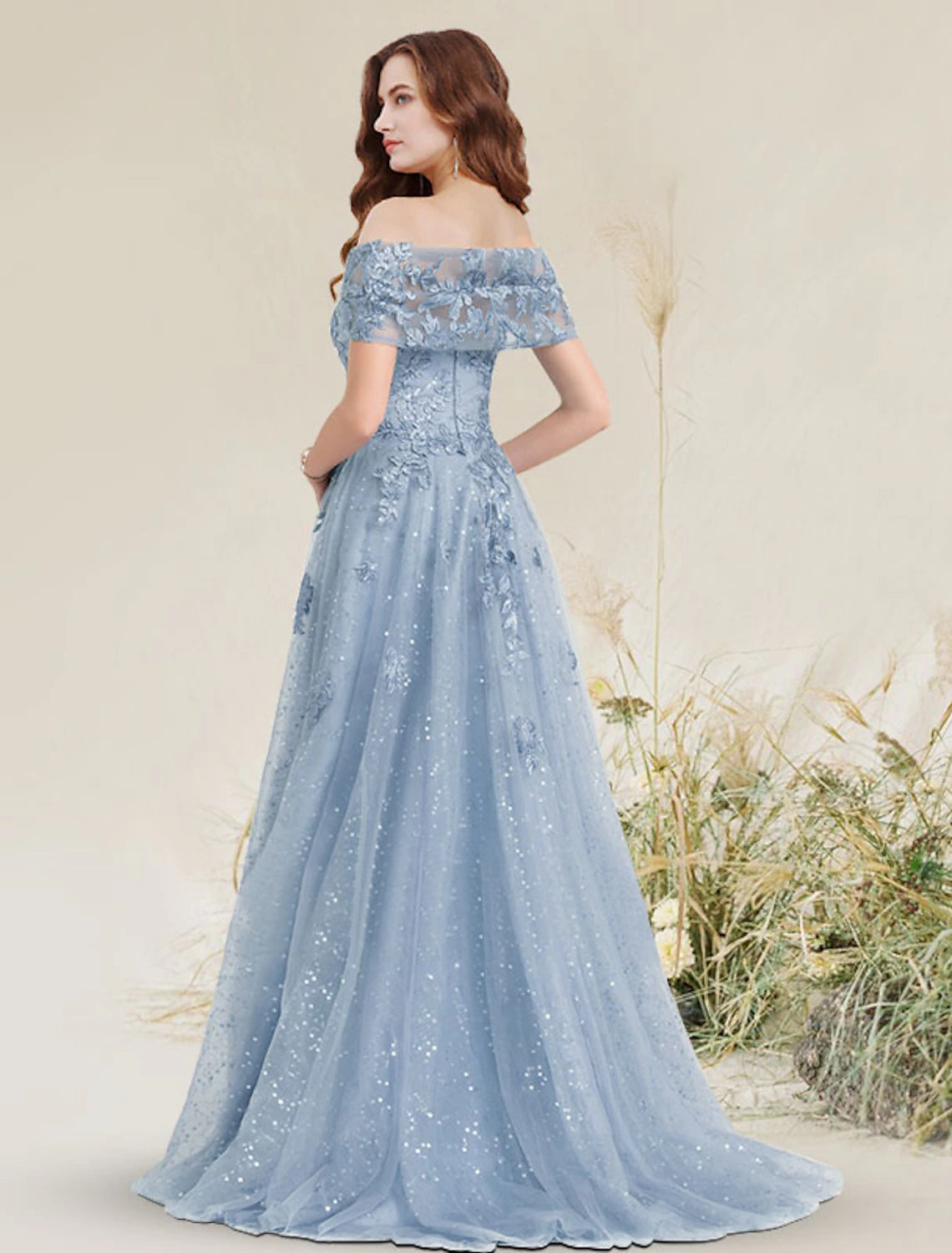 Wholesale  A-Line Prom Dresses Elegant Dress Wedding Guest Prom Sweep / Brush Train Sleeveless Off Shoulder Lace with Pleats