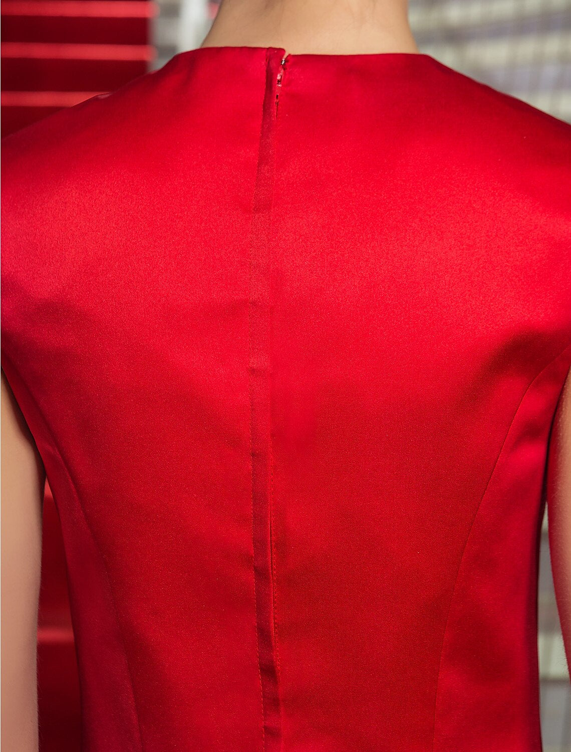 Wholesale A-Line Elegant Dress Christmas Homecoming Knee Length Sleeveless Jewel Neck Satin with Beading Appliques