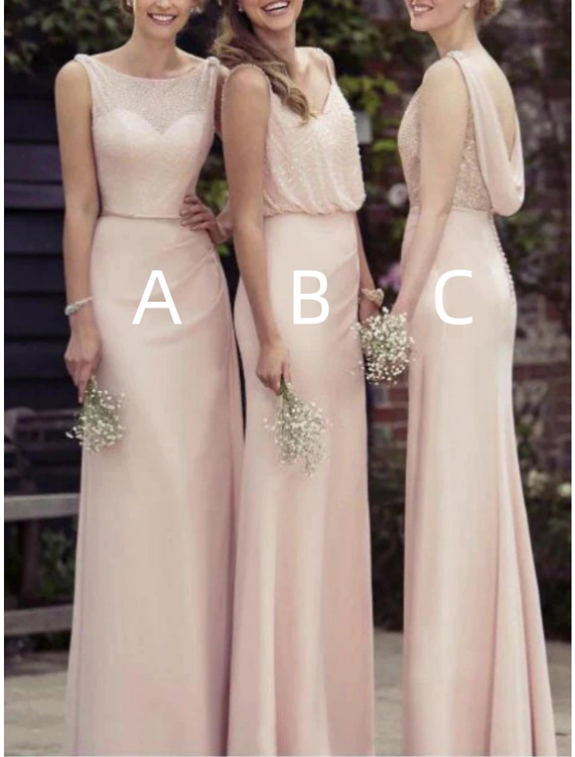 Wholesale A-Line Bridesmaid Dress Scoop Neck / V Neck Sleeveless Elegant Floor Length Chiffon with Sequin / Ruching
