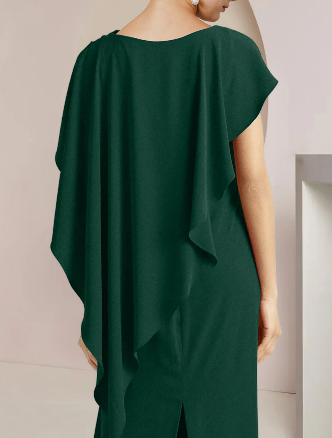 Wholesale  Sheath / Column Mother of the Bride Dress Formal Wedding Guest Elegant Scoop Neck Floor Length Stretch Fabric Sleeveless with Split Front