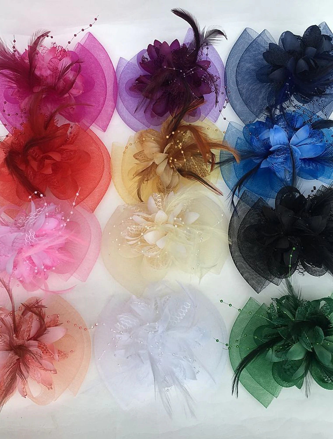 Wholesale Feather / Net Fascinators Kentucky Derby Hat / Flowers with 1 Piece Wedding / Party / Evening / Horse Race Headpiece