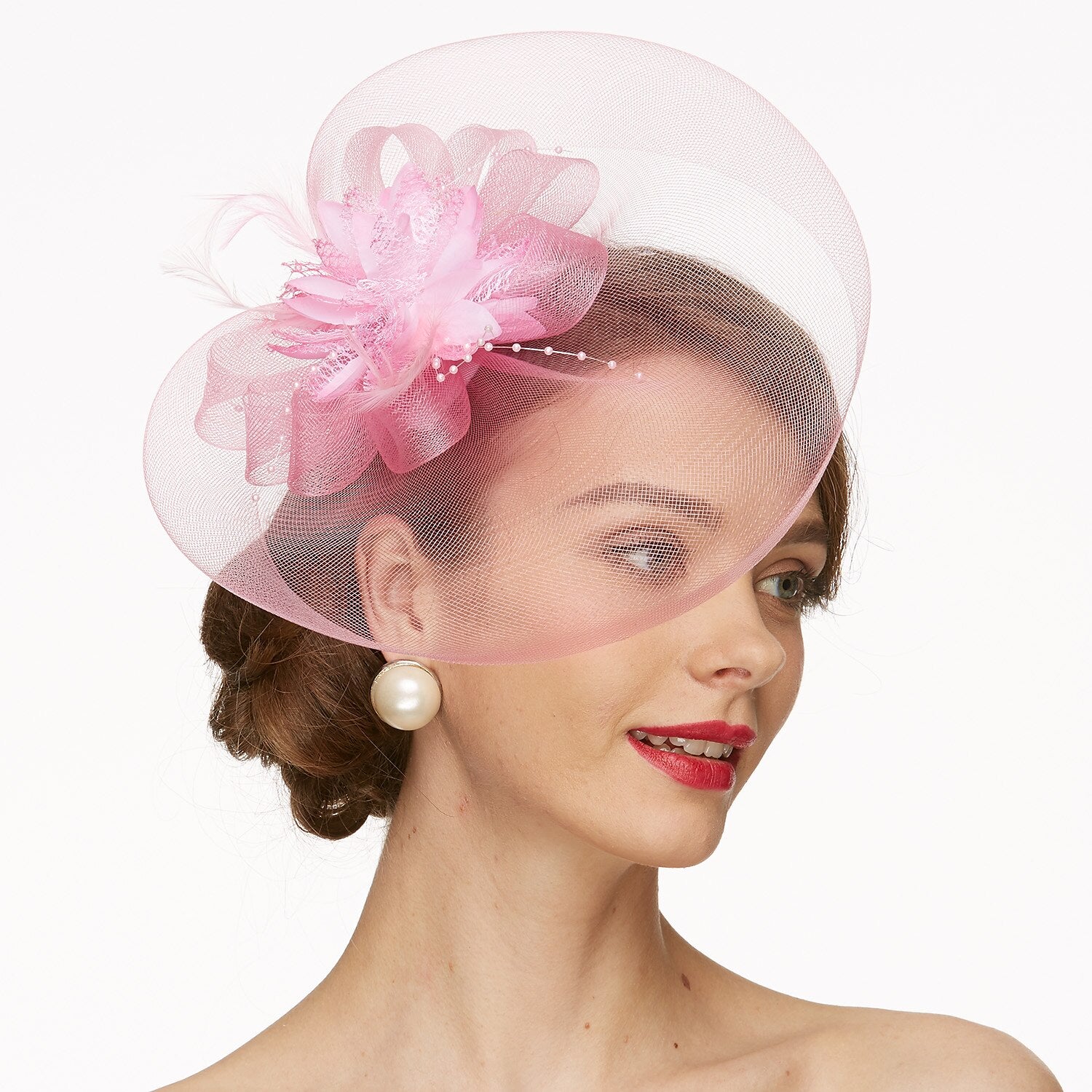 Wholesale Net Fascinators Kentucky Derby Hat/ Headwear with Floral 1PC Wedding / Special Occasion / Tea Party Headpiece