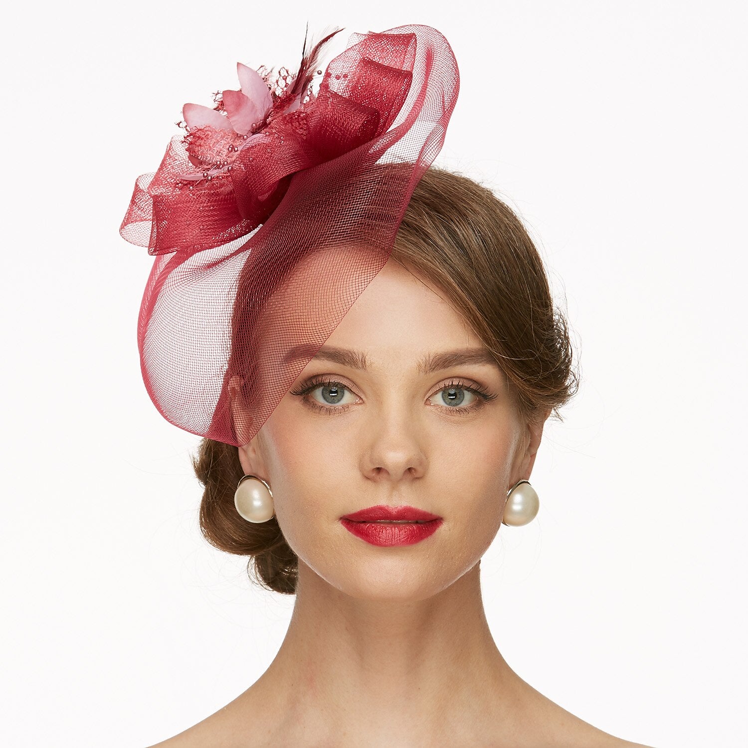 Wholesale Net Fascinators Kentucky Derby Hat/ Headwear with Floral 1PC Wedding / Special Occasion / Tea Party Headpiece
