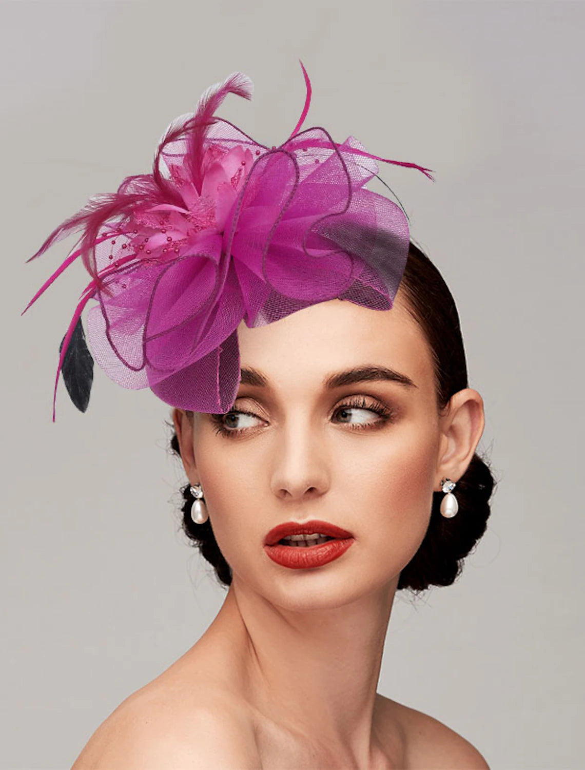 Wholesale Feather / Net Headbands / Fascinators Kentucky Derby Hat with 1 Piece Wedding / Party / Evening / Tea Party Headpiece