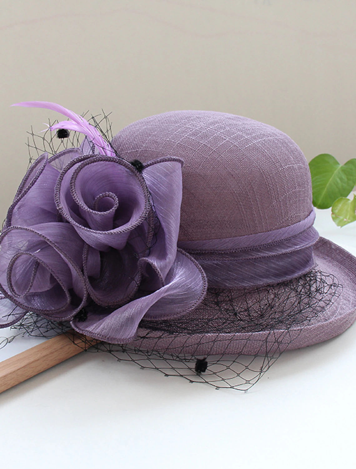 Wholesale Hats Headwear Polyester Organza Bucket Hat Straw Hat Sun Hat Casual Holiday Luxury Elegant With Feather Floral Headpiece Headwear