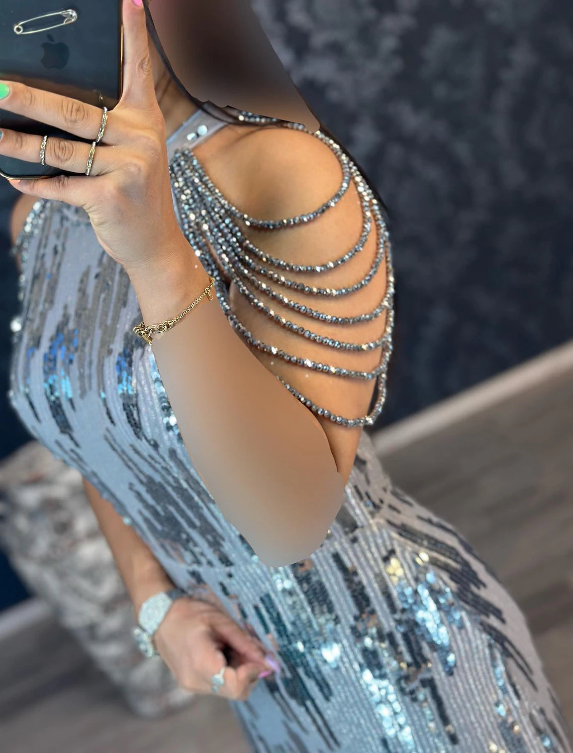 Wholesale Mermaid Evening Black Dress 1920s Dress Masquerade Black Tie Floor Length Short Sleeve Jewel Neck Black Dress Sequined with Fringe Tassel