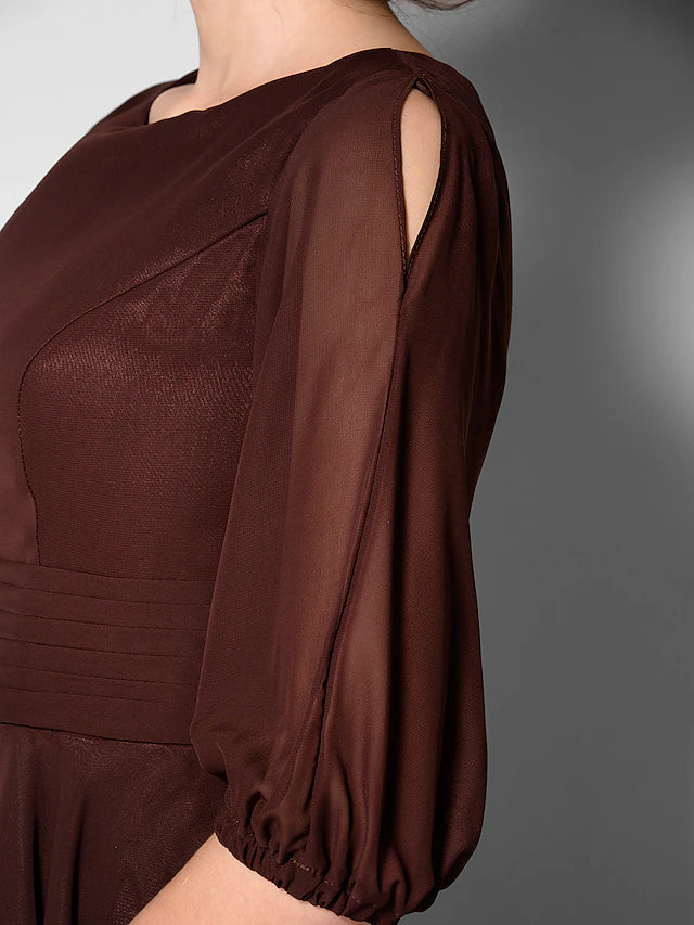 Wholesale A-Line Mother of the Bride Dress Elegant Jewel Neck Ankle Length Chiffon Half Sleeve with Sash / Ribbon Ruched