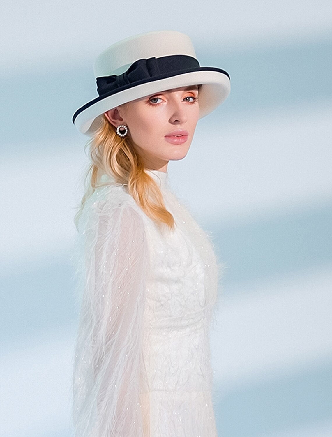 Wholesale Hats 100% Wool Fedora Hat Casual Tea Party Elegant With Bowknot Headpiece Headwear