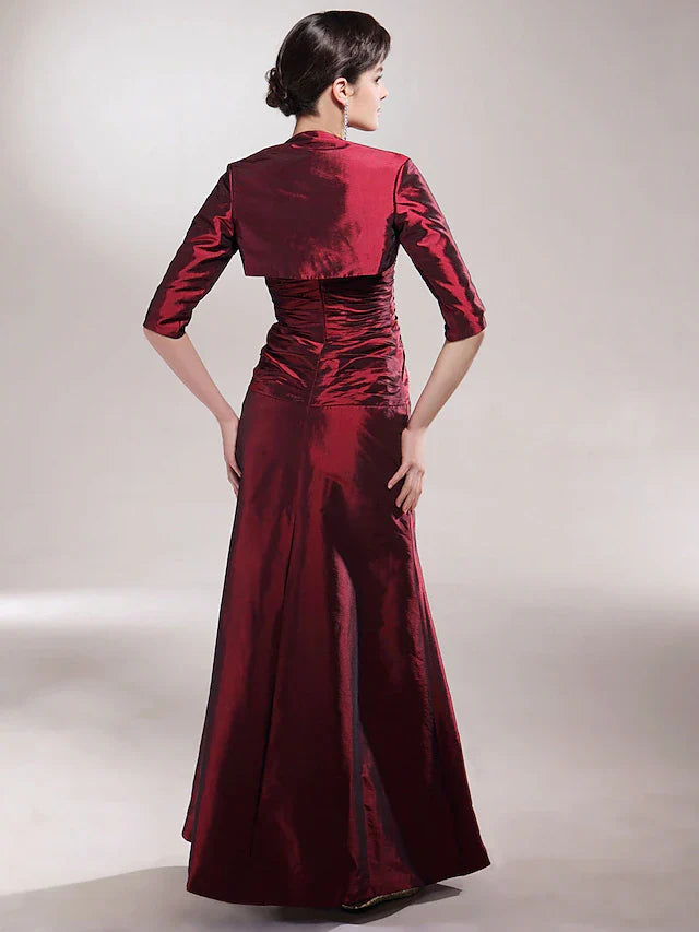 Wholesale A-Line Mother of the Bride Dress Plus Size Elegant Sexy Sweetheart Spaghetti Strap Floor Length Taffeta Sleeveless with Ruched Beading Side Draping