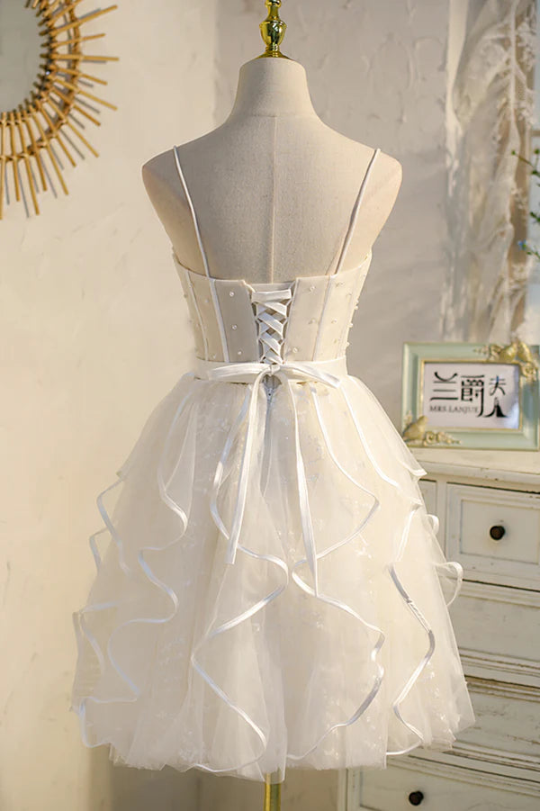 Wholesale Lovely Spaghetti Strap Tulle Short Prom Dress A-Line Homecoming Dress