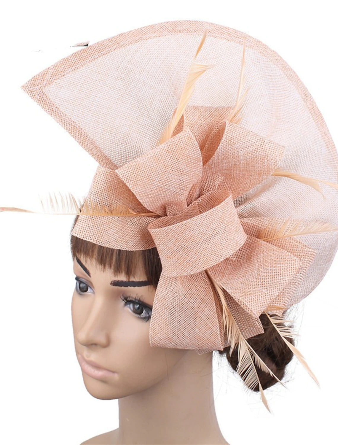 Wholesale Fascinators Faux Linen Kentucky Derby Horse Race Cocktail Royal Astcot Retro Elegant With Feather Bowknot Headpiece Headwear