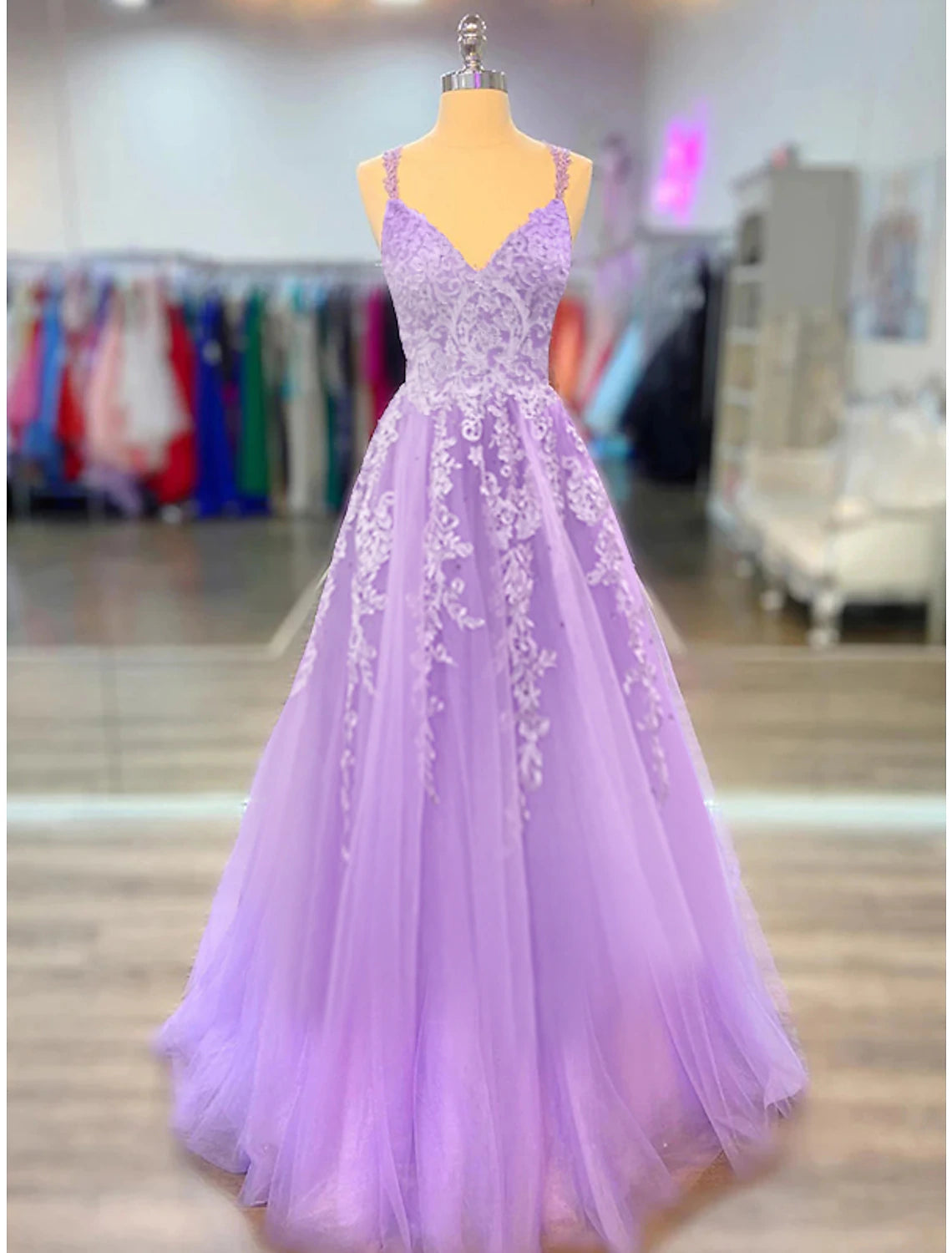 Wholesale  A-Line Prom Dresses Maxi Dress Formal Wedding Guest Court Train Sleeveless Spaghetti Strap Stretch Chiffon with Appliques Shouder Flower