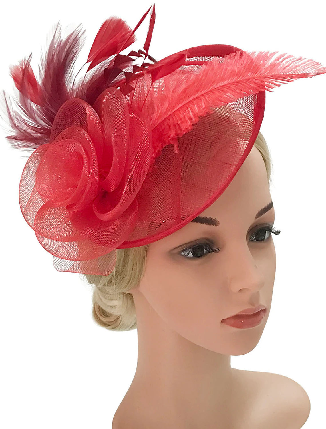 Wholesale Feather / Net Fascinators Kentucky Derby Hat / Flowers / Headwear with Floral 1PC Special Occasion / Horse Race / Ladies Day Headpiece