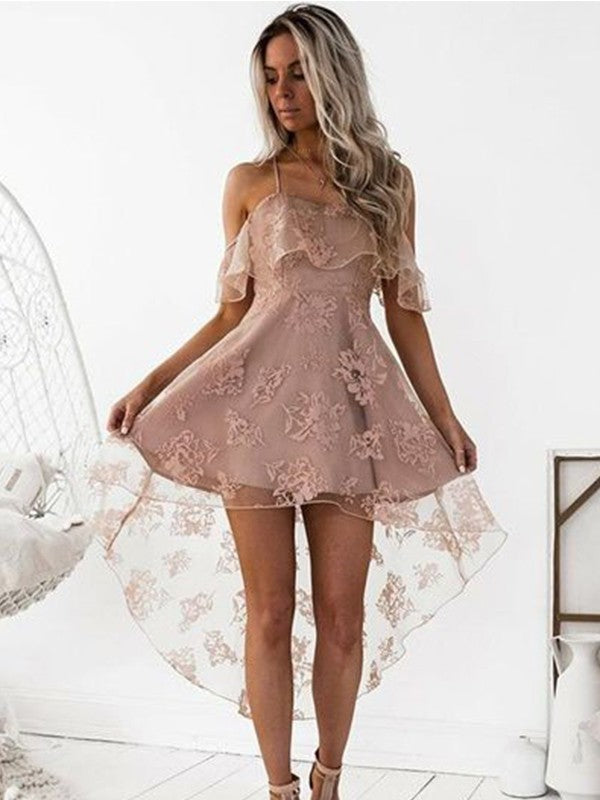 Wholesale A-Line/Princess Off-the-Shoulder Lace Short/Mini Dresses