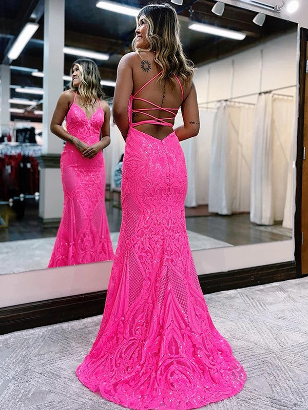 Wholesale Sheath/Column V-neck Sleeveless Sweep/Brush Train Dresses