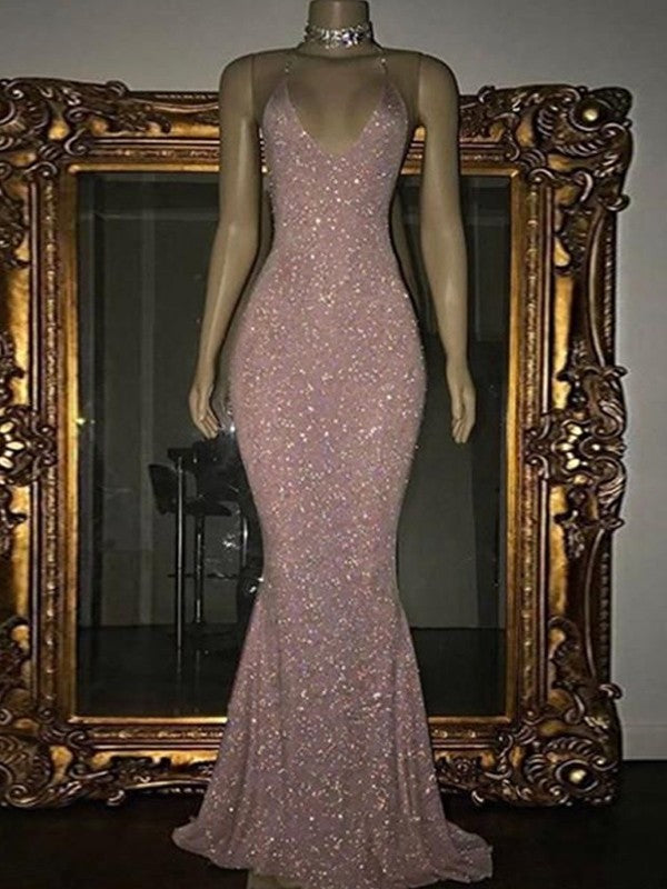 Wholesale Sheath/Column V-neck Sleeveless Sweep/Brush Train Dresses