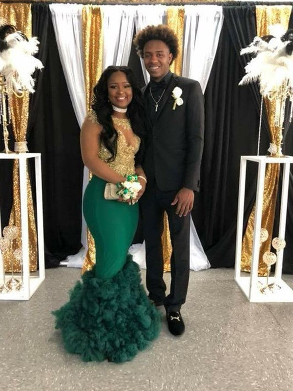 Wholesale Sheath/Column Stretch Crepe Applique Scoop Sleeveless Floor-Length Dresses