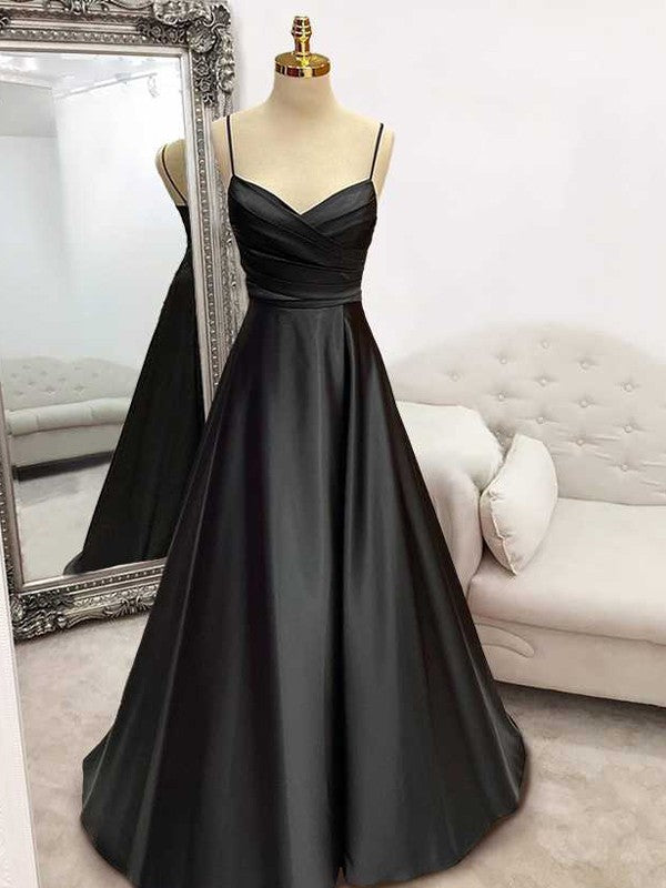 Wholesale A-Line/Princess Elastic Woven Satin Ruffles V-neck Sleeveless Sweep/Brush Train Dresses