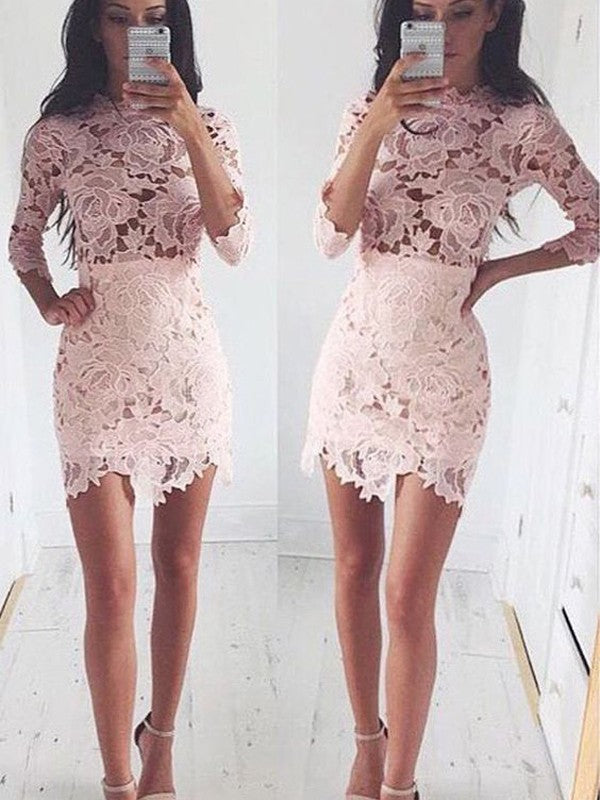 Wholesale A-Line/Princess 1/2 Sleeves Scoop Lace Short/Mini Dresses