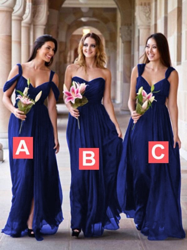 Wholesale A-Line/Princess Chiffon Floor-Length Sleeveless Bridesmaid Dresses