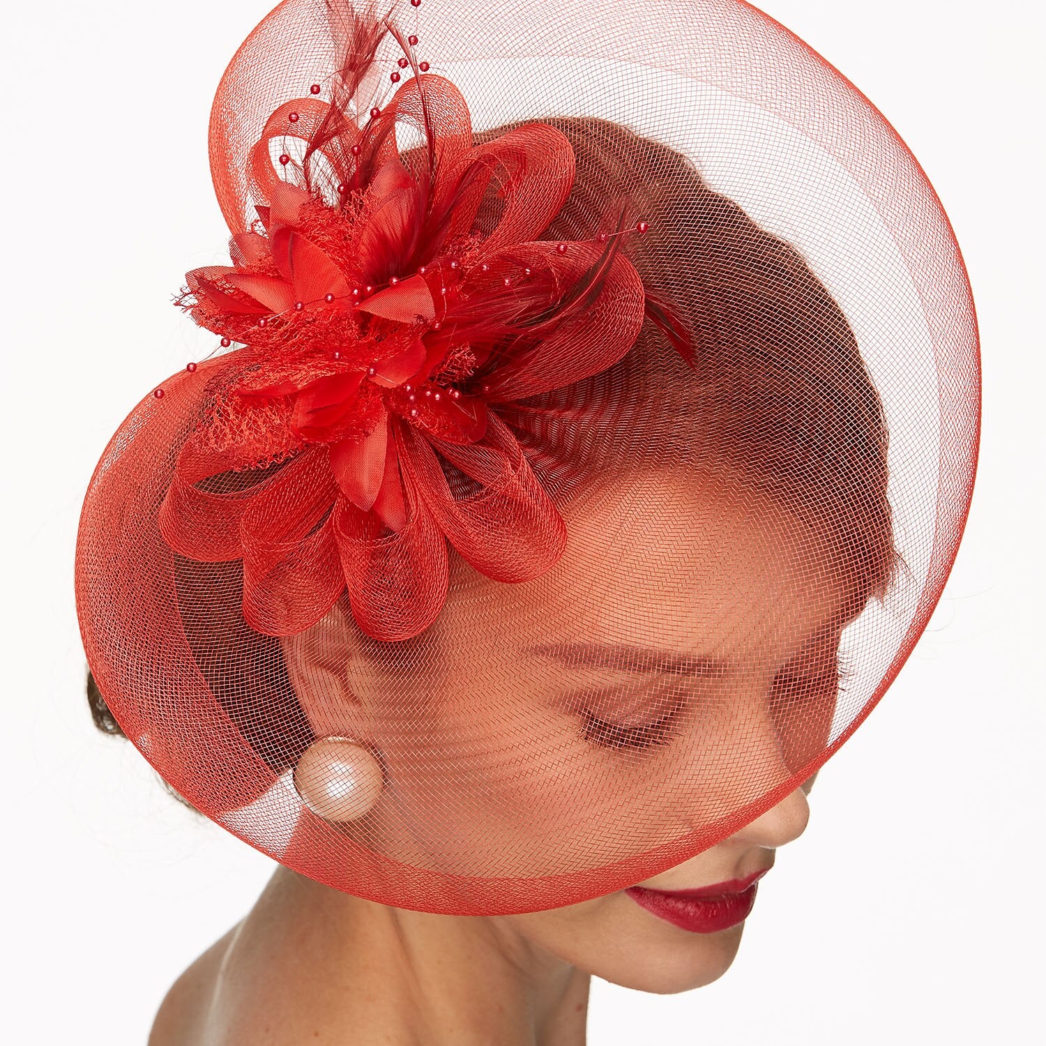 Wholesale Net Fascinators Kentucky Derby Hat/ Headwear with Floral 1PC Wedding / Special Occasion / Tea Party Headpiece