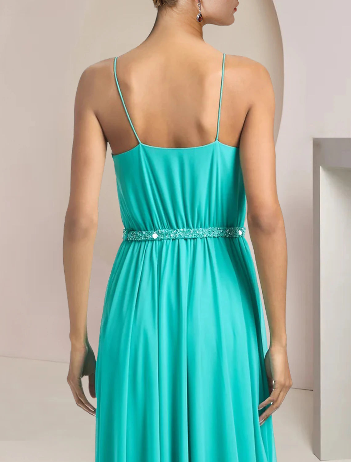 Wholesale  Two Piece Jumpsuits Jumpsuit / Pantsuit Mother of the Bride Dress Formal Wedding Guest Elegant Scoop Neck Tea Length Chiffon Sleeveless with Beading Appliques