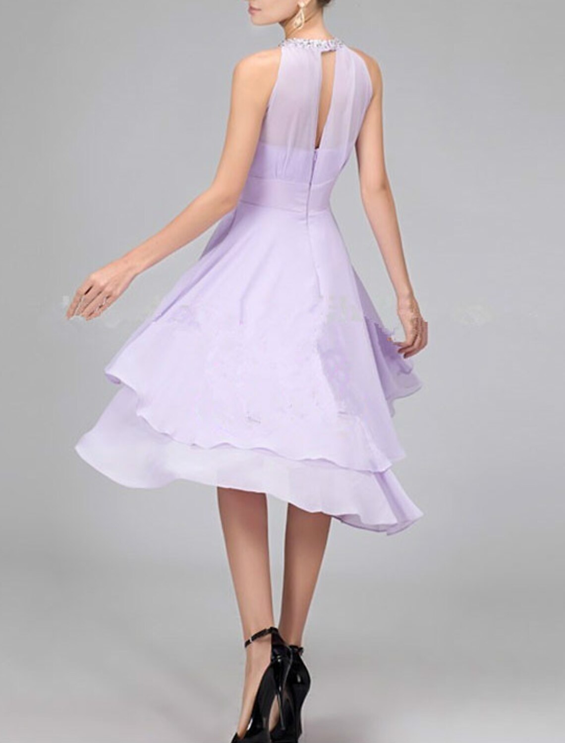 Wholesale A-Line Cocktail Dresses Flirty Dress Homecoming Graduation Asymmetrical Sleeveless Halter Neck Chiffon with Crystals Tiered
