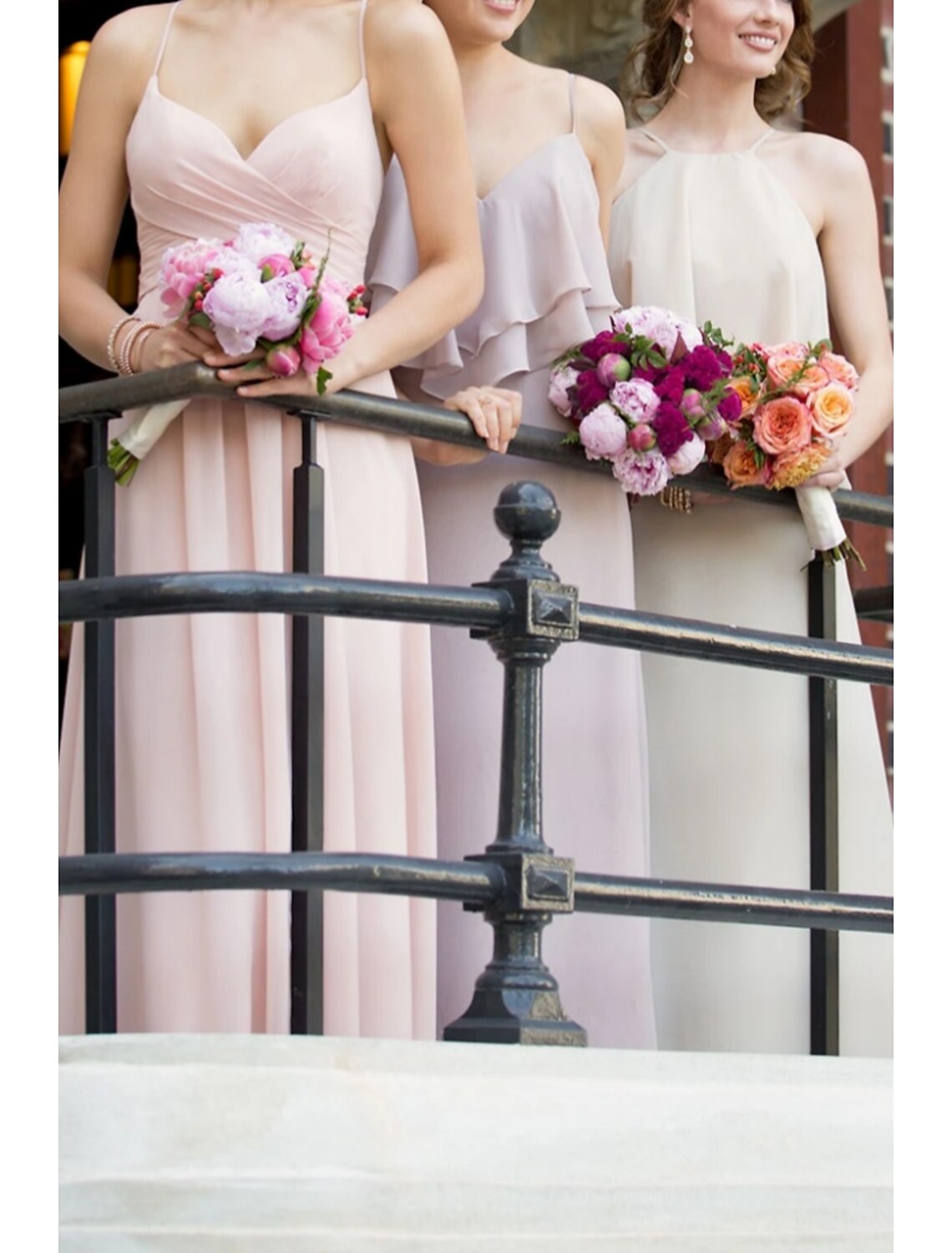 Wholesale A-Line Bridesmaid Dress Halter Neck / Spaghetti Strap Sleeveless Elegant Floor Length Chiffon with Ruffles / Ruching