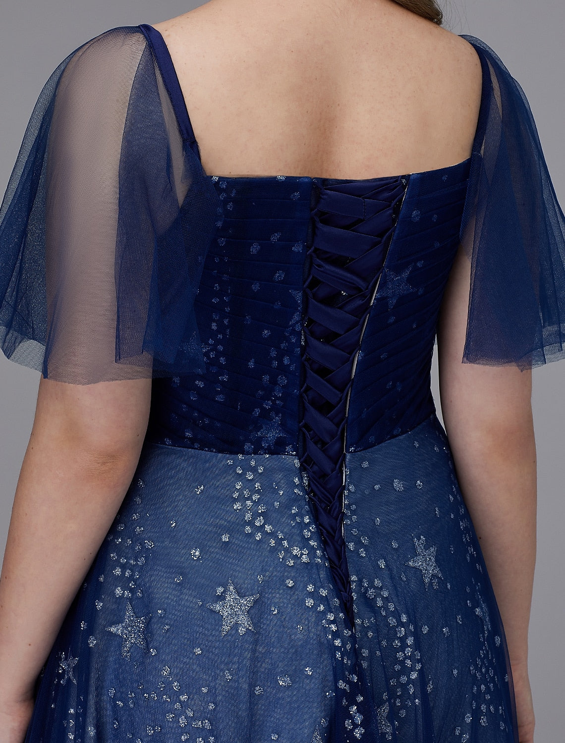 Wholesale  A-Line Plus Size Dress Prom Formal Evening Floor Length Short Sleeve Sweetheart Tulle Lace-up with Beading Pattern / Print