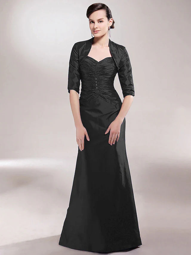 Wholesale A-Line Mother of the Bride Dress Plus Size Elegant Sexy Sweetheart Spaghetti Strap Floor Length Taffeta Sleeveless with Ruched Beading Side Draping