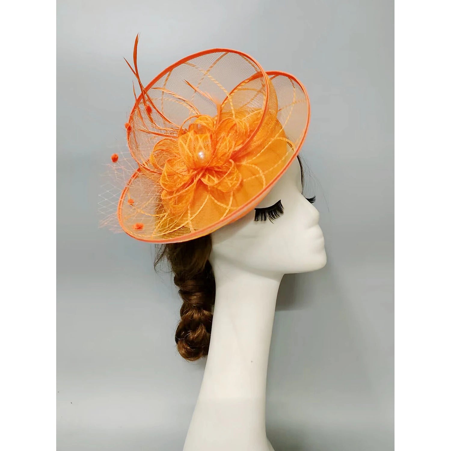 Wholesale Fascinators Kentucky Derby Hat Headwear Headpiece Pearl Feathers Veil Hat Wedding Ladies Day Cocktail Royal Astcot With Feather Pearl Headpiece Headwear