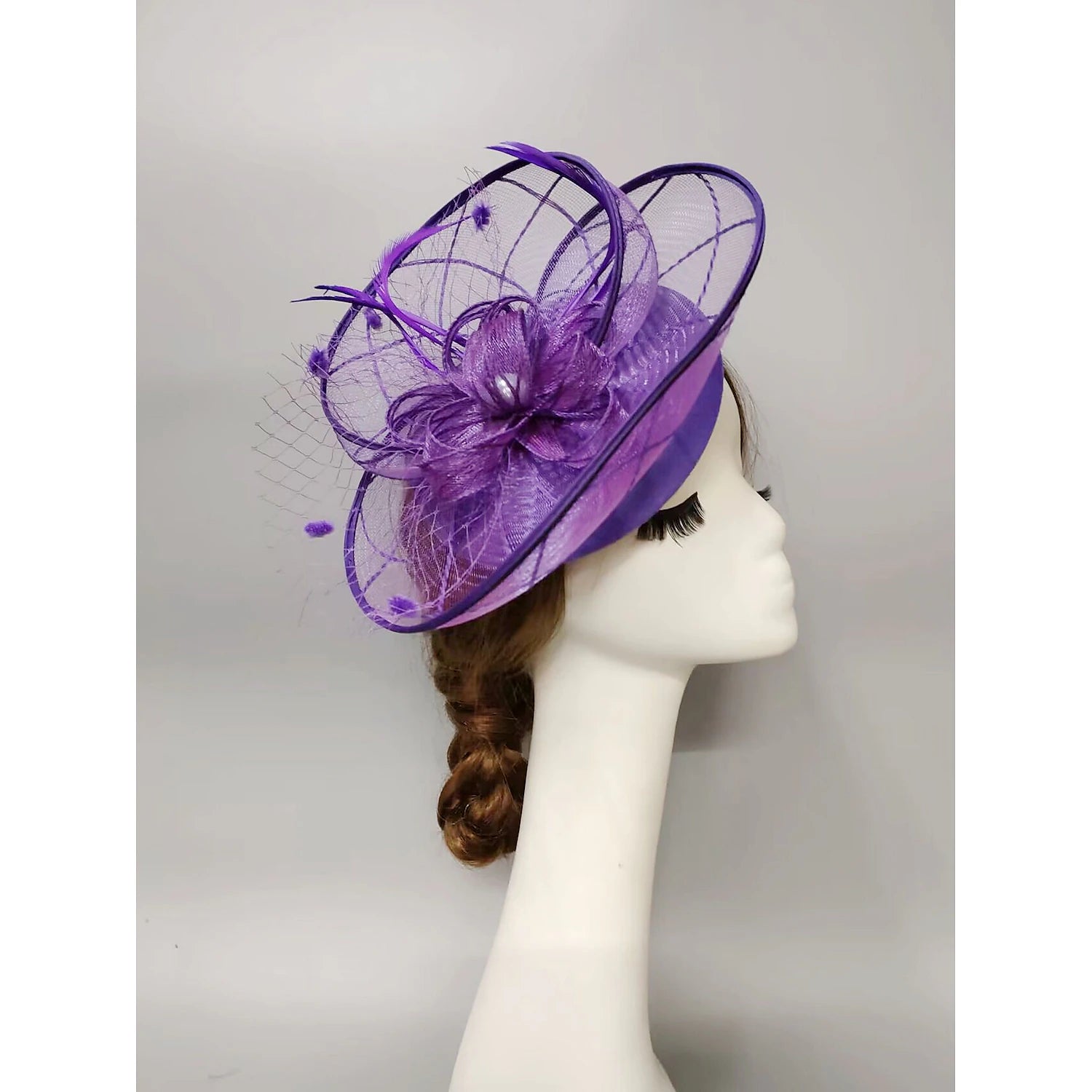 Wholesale Fascinators Kentucky Derby Hat Headwear Headpiece Pearl Feathers Veil Hat Wedding Ladies Day Cocktail Royal Astcot With Feather Pearl Headpiece Headwear