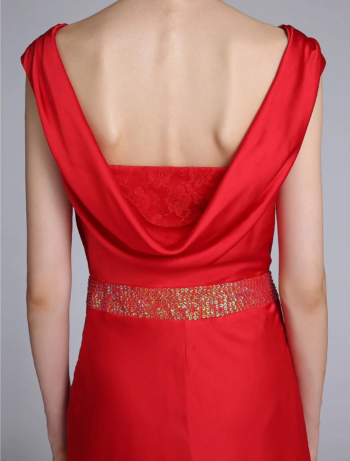 Wholesale Sheath / Column Mother of the Bride Dress Open Back Cowl Neck Court Train Taffeta Sleeveless No with Beading