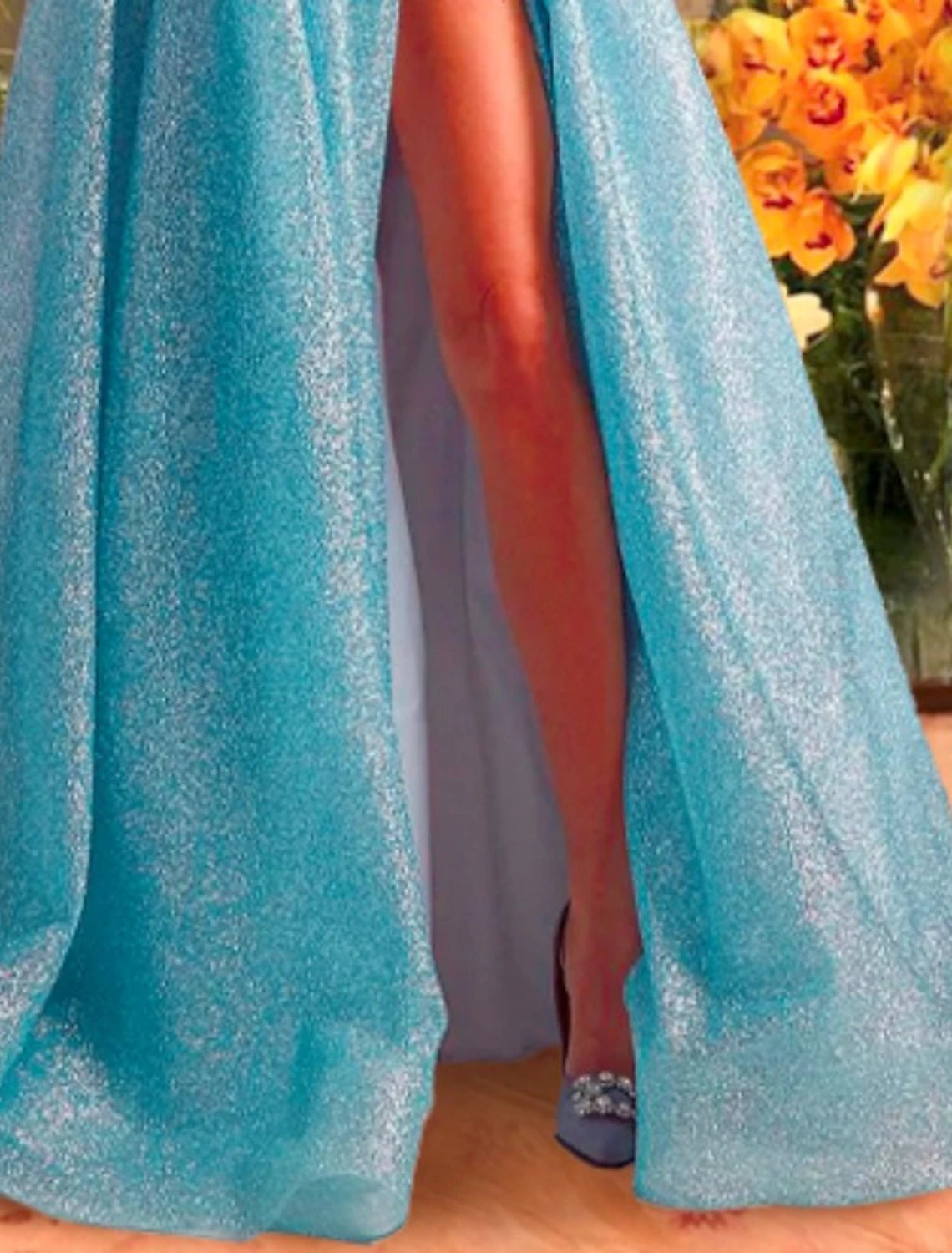 Wholesale  A-Line Prom Dresses Sparkle & Shine Dress Prom Black Tie Gala Floor Length Sleeveless Sweetheart Tulle with Glitter Pleats Slit