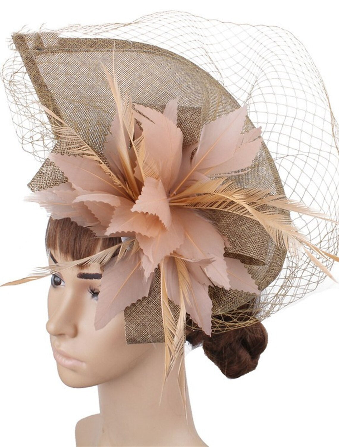 Wholesale Fascinators Hats Headpiece Sinamay Formal Kentucky Derby Horse Race Ladies Day Church Elegant Lady British With Feather Tulle Headpiece Headwear