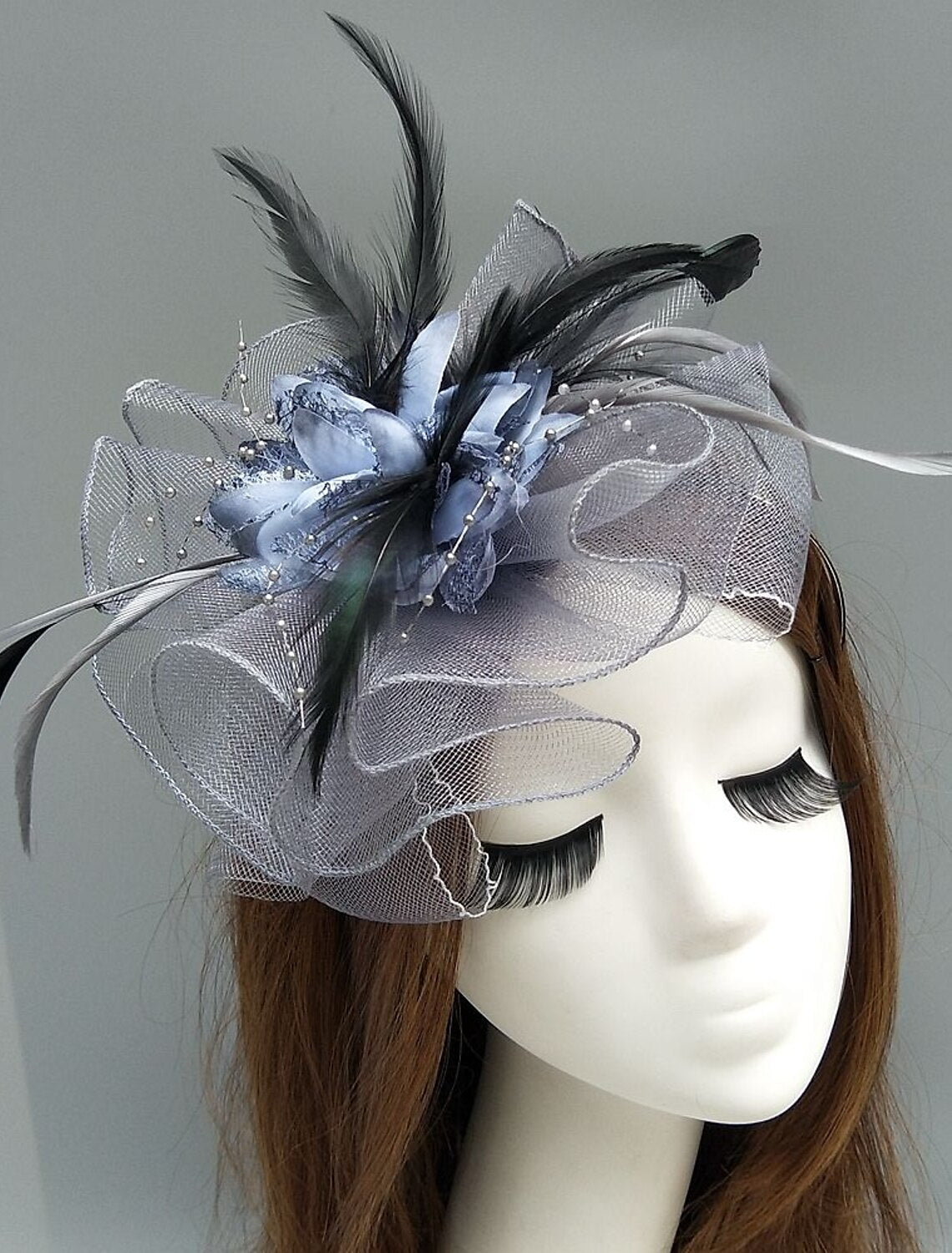 Wholesale Feather / Net Fascinators Kentucky Derby Hat/ Headpiece with Feather / Floral / Flower 1PC Wedding / Special Occasion / Tea Party Headpiece