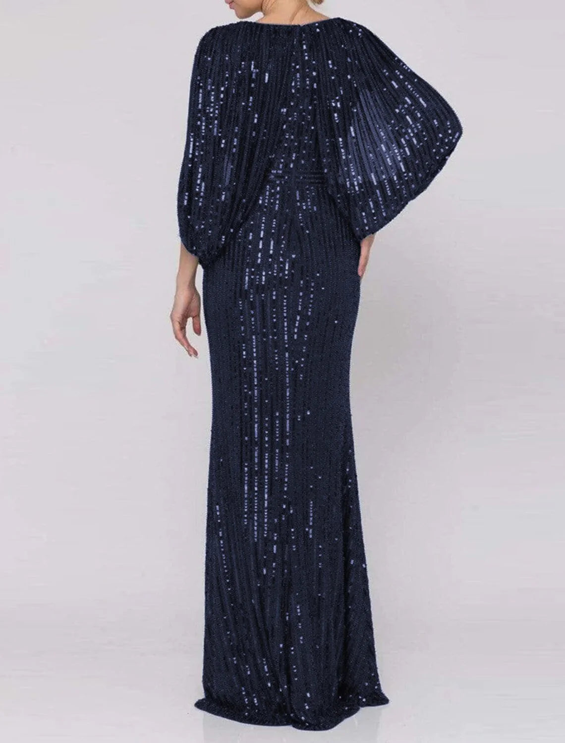 Wholesale Mermaid / Trumpet Evening Gown Sparkle & Shine Dress Formal Wedding Sweep / Brush Train Sleeveless V Neck Capes Polyester with Slit