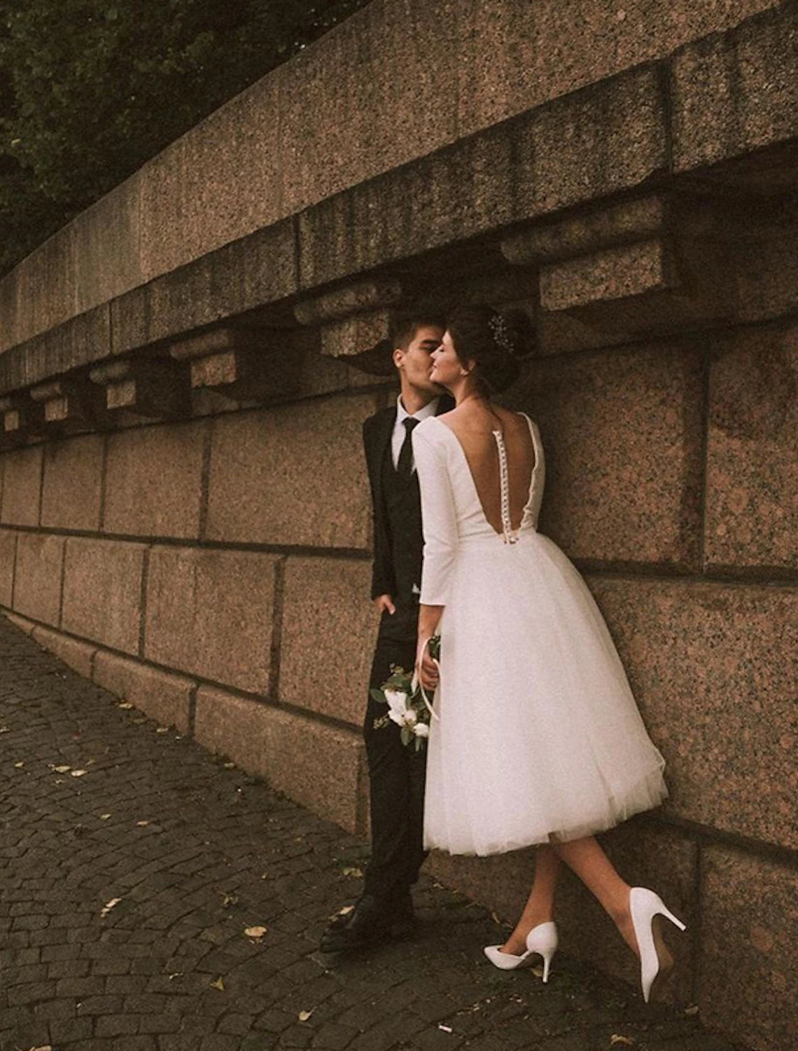 Wholesale Bridal Shower Vintage Simple Wedding Dresses Wedding Dresses A-Line Sweetheart Camisole Spaghetti Strap Ankle Length Tulle Bridal Gowns With Bow(s)