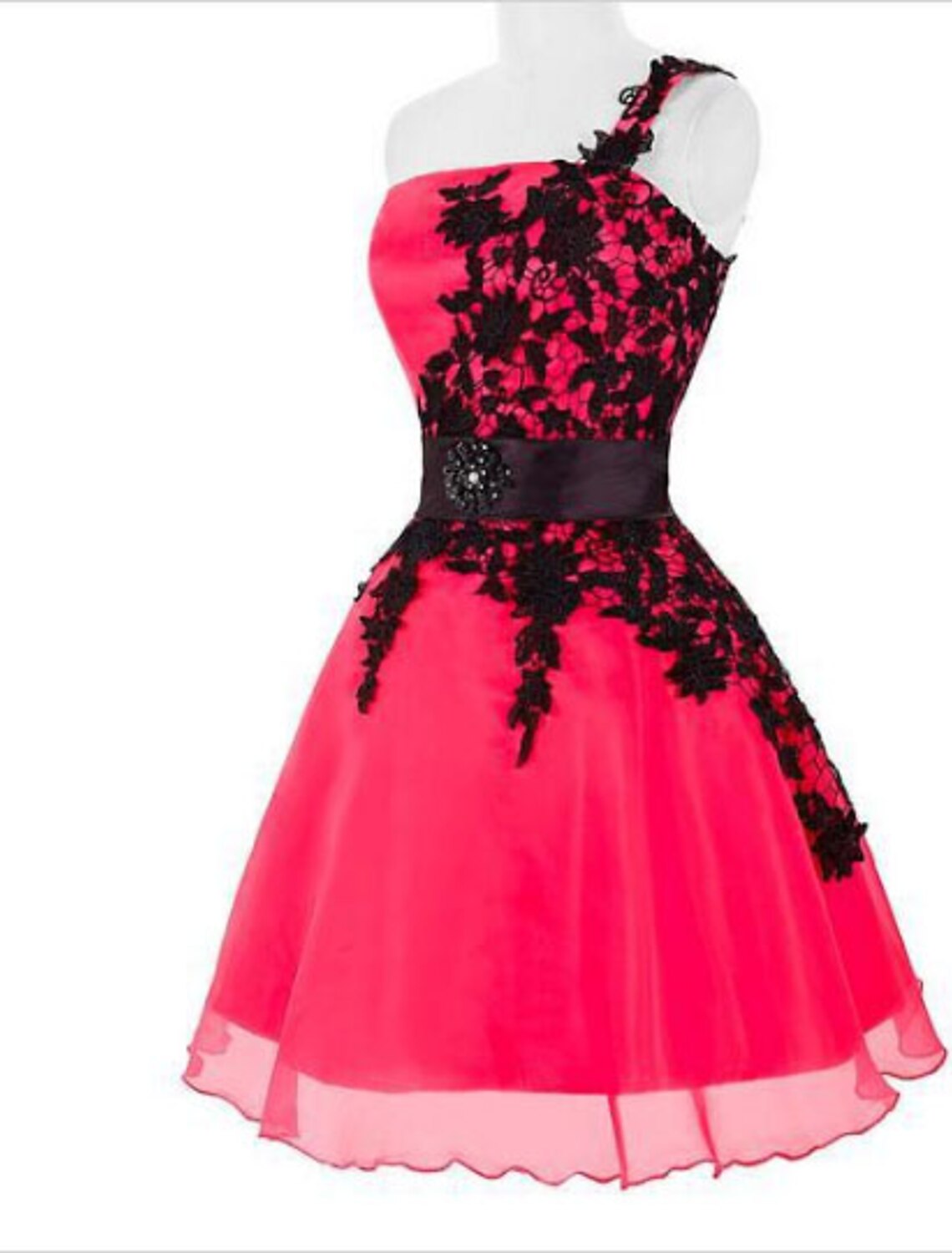 Wholesale A-Line Color Block White Party Wear Cocktail Party Dress One Shoulder Sleeveless Short / Mini Chiffon with Appliques