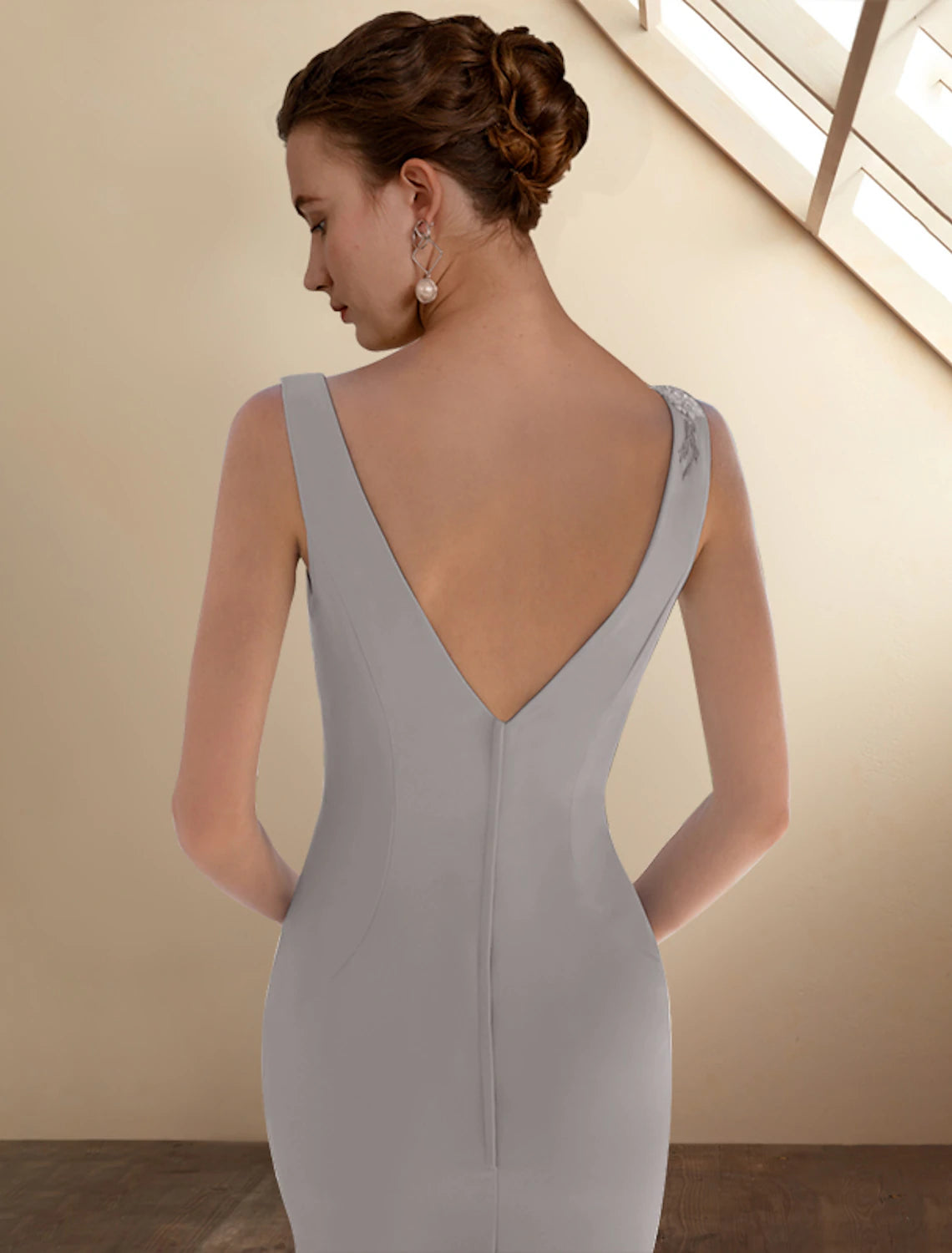 Wholesale  Mermaid / Trumpet Mother of the Bride Dress Elegant Jewel Neck Sweep / Brush Train Stretch Chiffon Sleeveless Short Jacket Dresses with Appliques