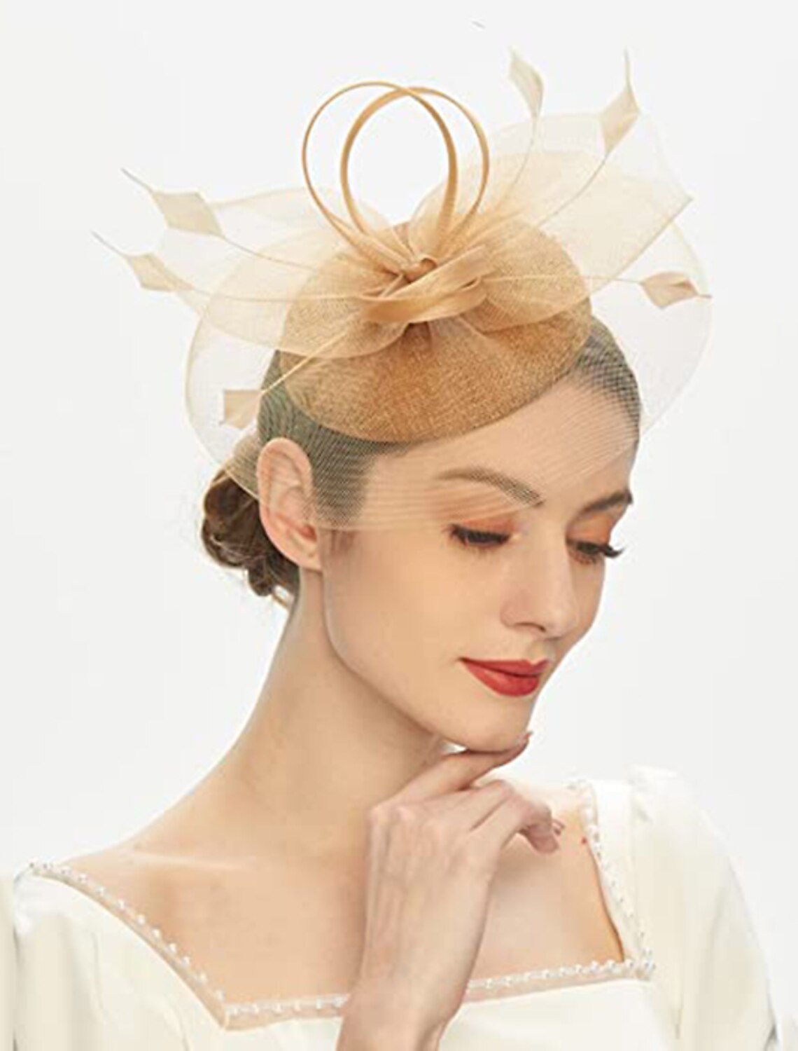 Wholesale Fascinators Feathers Pillbox Hat Wedding Kentucky Derby Melbourne Cup Cocktail Royal Astcot Flower Elegant With Pure Color Headpiece Headwear