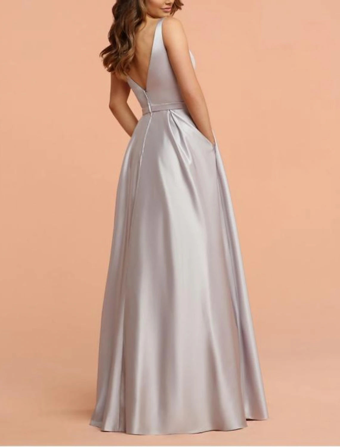 Wholesale A-Line Bridesmaid Dress Straps / V Neck Sleeveless Vintage Floor Length Shantung / Jersey with Pleats / Ruffles / Ruching