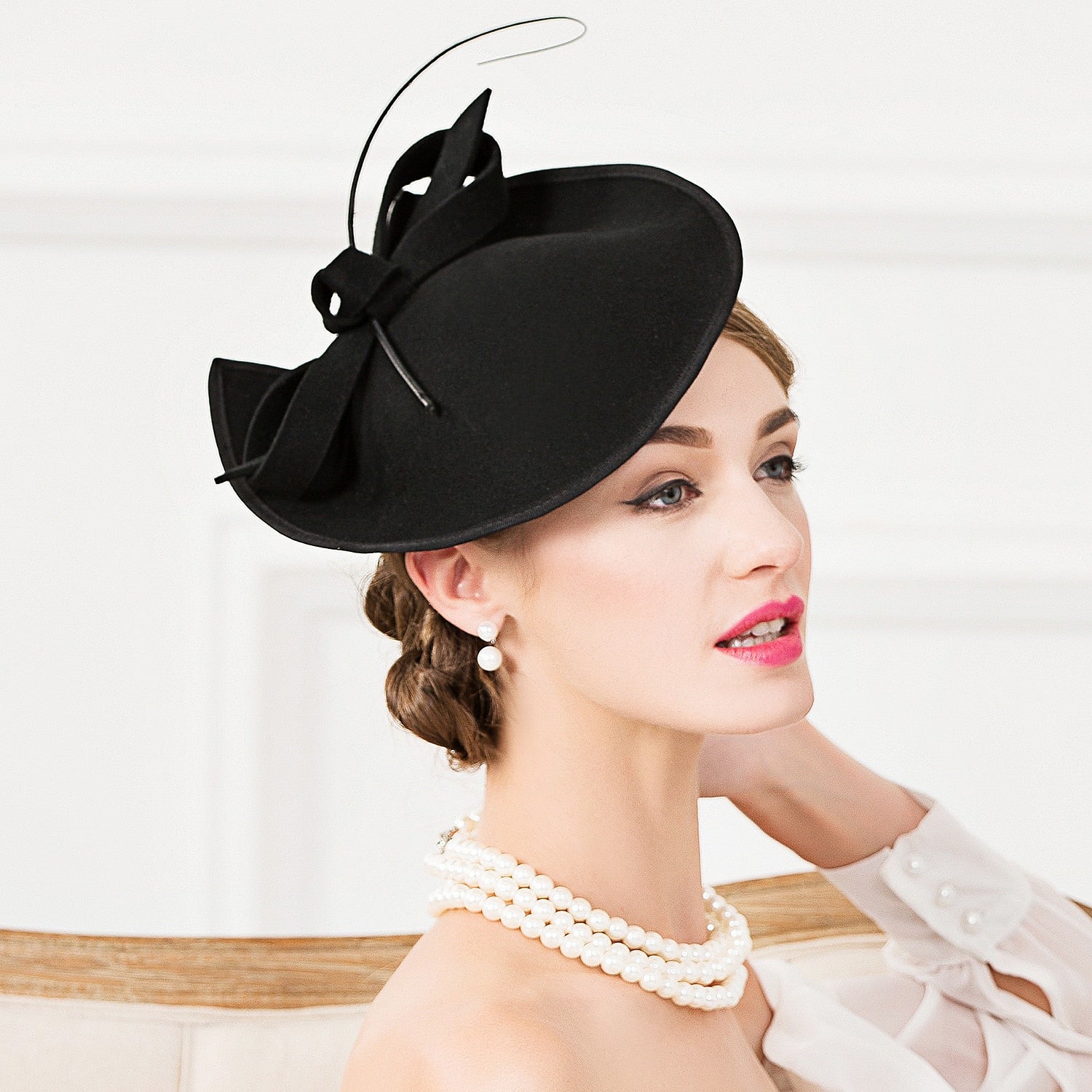 Wholesale Fascinators Hats Headpiece Wool Saucer Hat Wedding Horse Race Ladies Day Cocktail Elegant With Headpiece Headwear