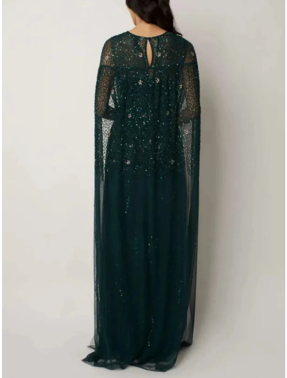 Wholesale Sheath / Column Mother of the Bride Dress Wedding Guest Elegant Jewel Neck Sweep / Brush Train Stretch Chiffon Short Sleeve with Sequin Ruching Solid Color