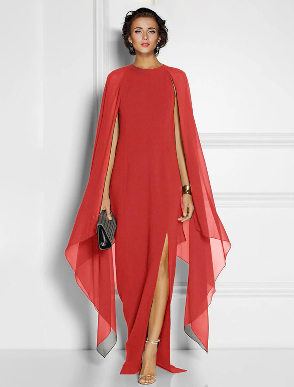 Wholesale Sheath / Column Party Dresses Elegant Dress Wedding Guest Cocktail Party Floor Length Sleeveless Jewel Neck Fall Wedding Guest Chiffon