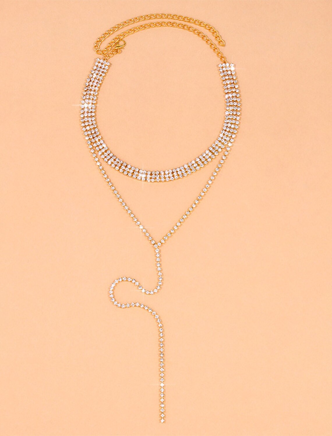 Wholesale Fine Jewelry Clear Rhinestones Women's Fashion Modern Geometrical Wedding Geometric Necklace For Wedding Engagement