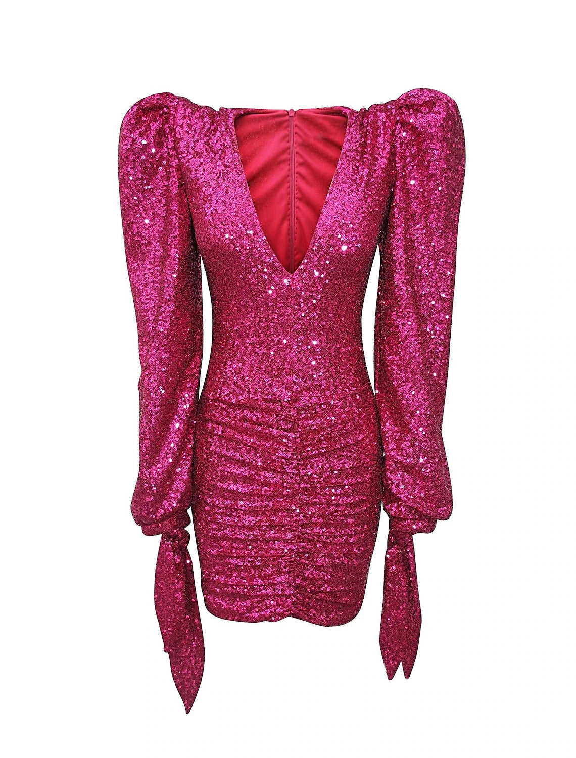 Wholesale Sheath / Column Party Dresses Sparkle & Shine Dress Wedding Guest Homecoming Short / Mini Long Sleeve V Neck Polyester with Glitter Sequin