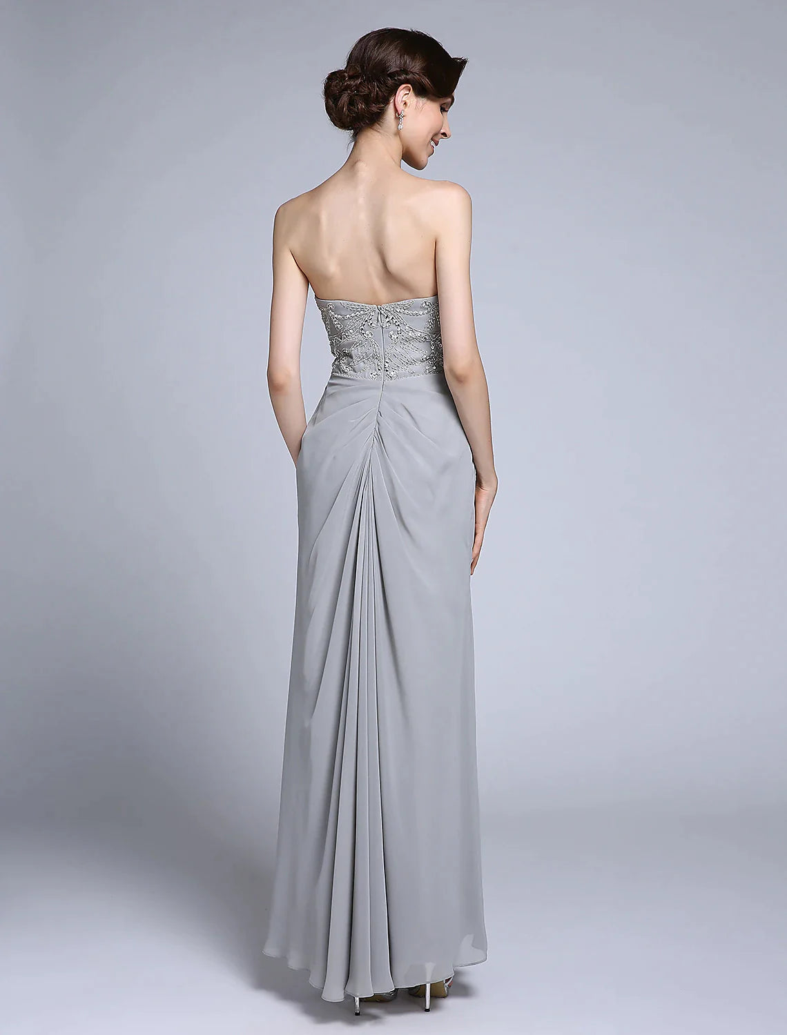 Wholesale Sheath / Column Mother of the Bride Dress Convertible Dress Sweetheart Ankle Length Chiffon Half Sleeve No with Sequin Side Draping