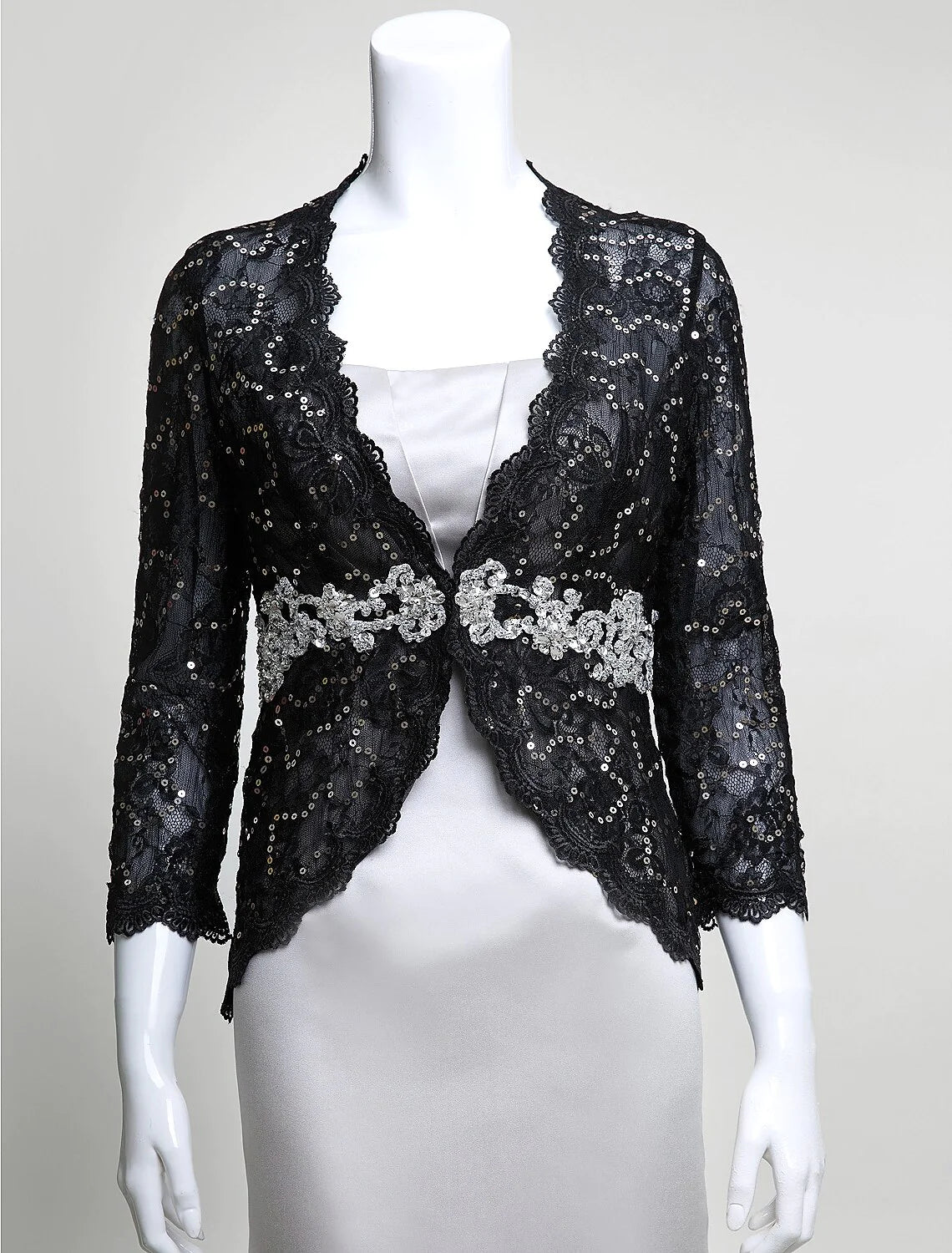 Wholesale Mermaid / Trumpet Mother of the Bride Dress Convertible Dress Strapless Floor Length Satin Lace 3/4 Length Sleeve No with Lace Beading Sequin